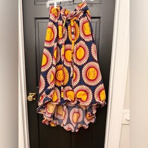 2x 100% Cotton sun pattern high-low skirt